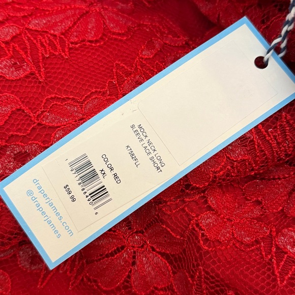NWT Draper James Womens XXL Red Long Sleeve Dress Lace Overlay Holiday Neck Tie - Picture 14 of 14